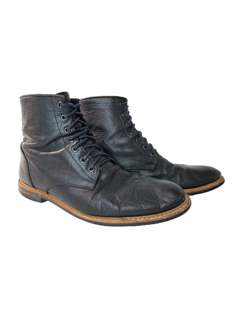 Nisolo Andres Black Soft Leather High Top Lace Up Boots Mens Size 11.5